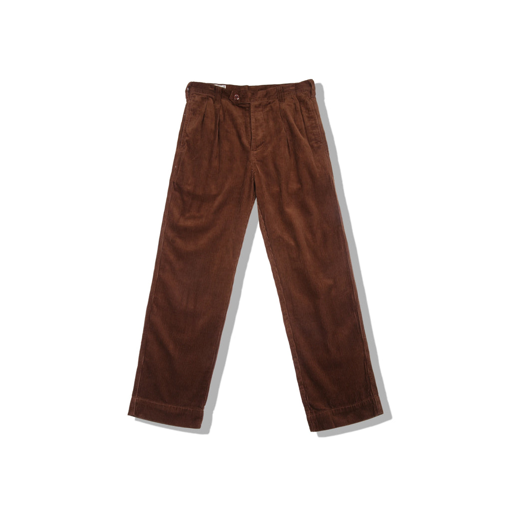 Front product view of tobacco brown 8-Wale Cotton Corduroy Work Pants With Button Fly