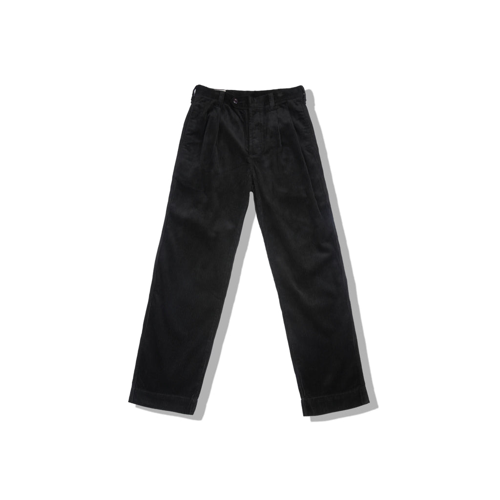 Front product view of black 8-Wale Cotton Corduroy Work Pants With Button Fly