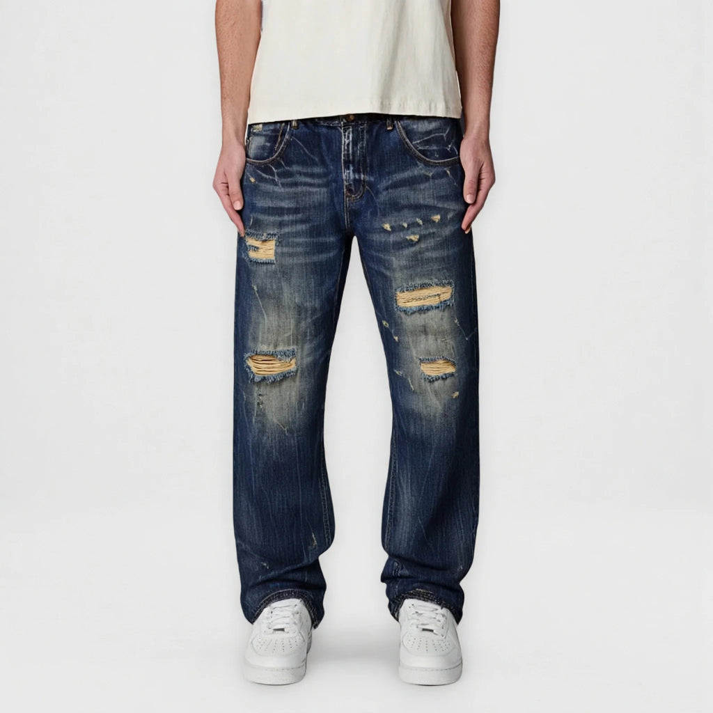 rgdenim_darkblue_wideleg_selvedge_model_front