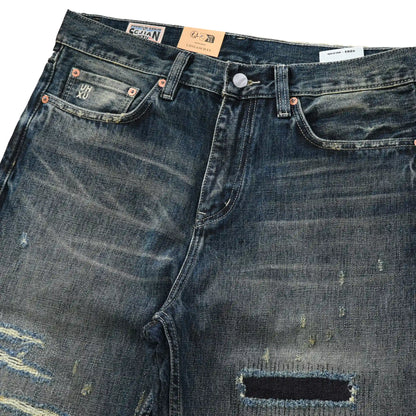 Vintage Blaue Bootcut 11oz Selvedge Jeans mit Distressed-Effekt