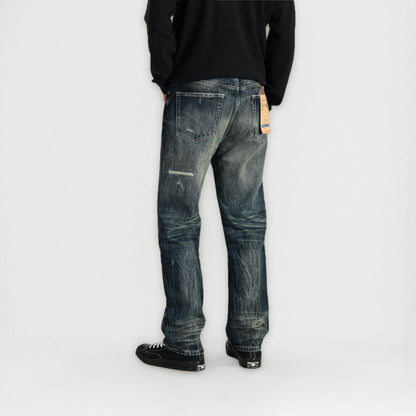 Vintage Blaue Bootcut 11oz Selvedge Jeans mit Distressed-Effekt