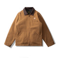 Front product view of khaki 16oz Detroit Style Heavyweight Work Jacket