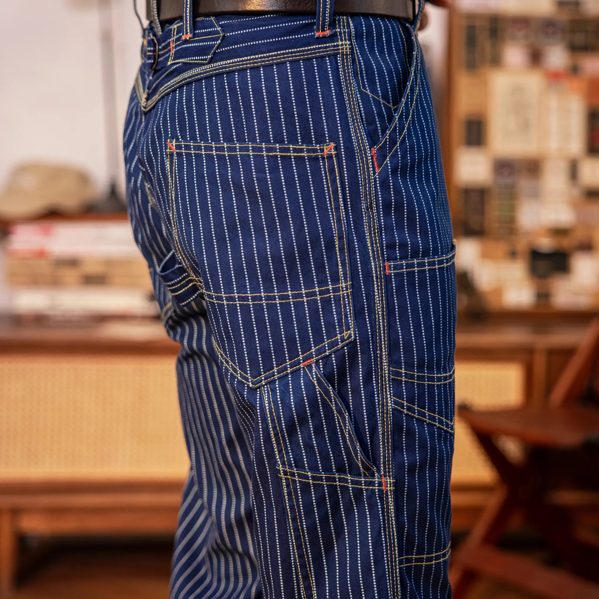 12oz Indigo Discharge Print Canvas Work Pants