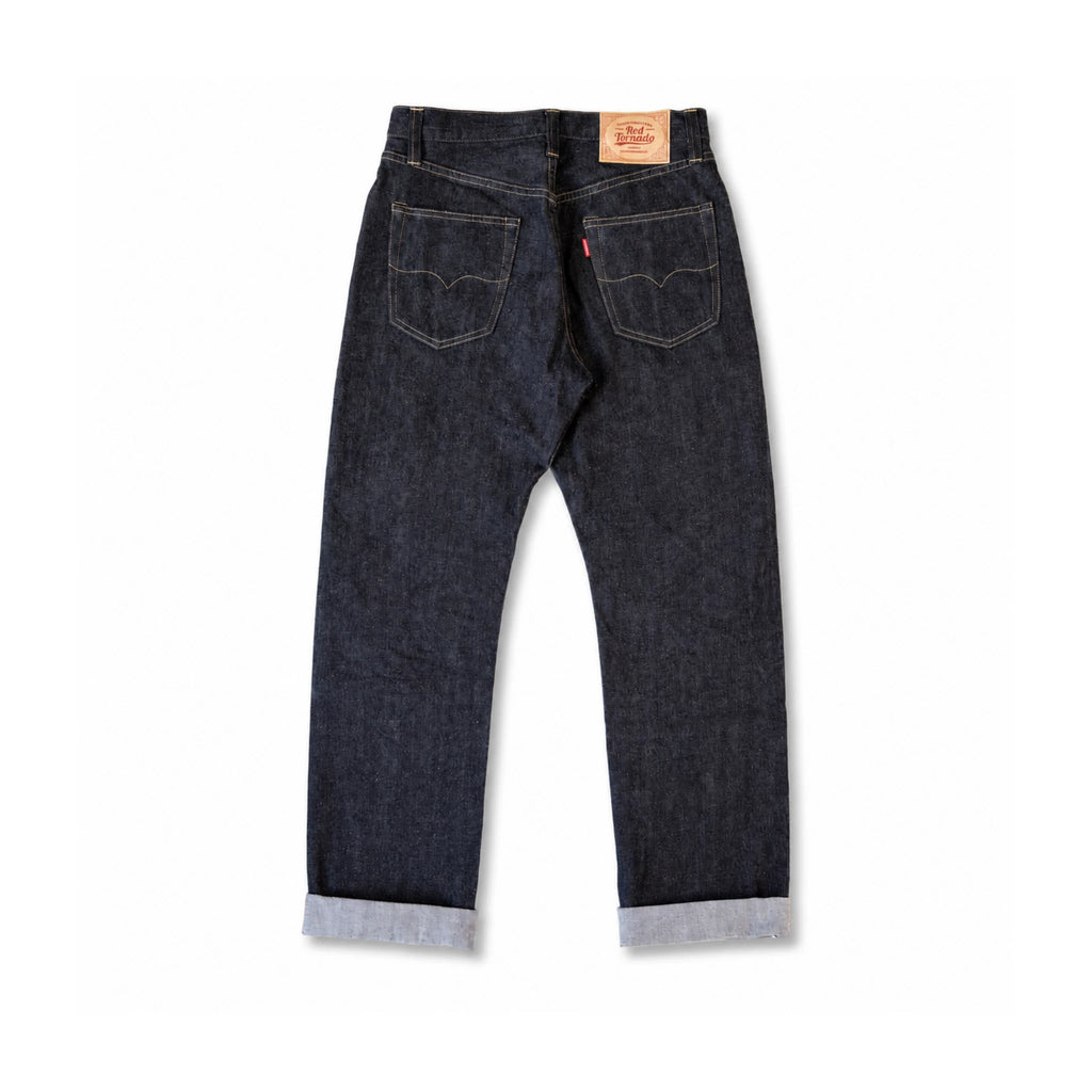 Jean slim droit bleu clair 14 oz à lisière indigo délavée