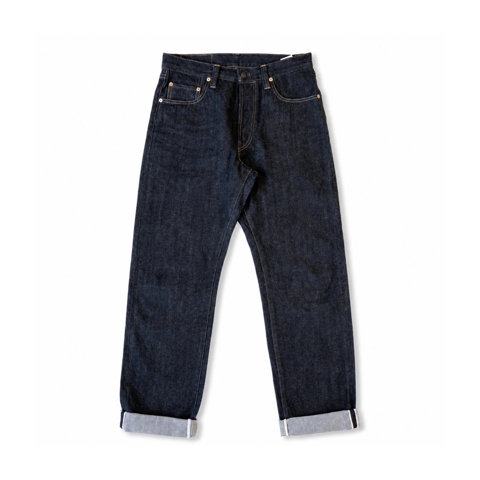 Jean slim droit bleu clair 14 oz à lisière indigo délavée