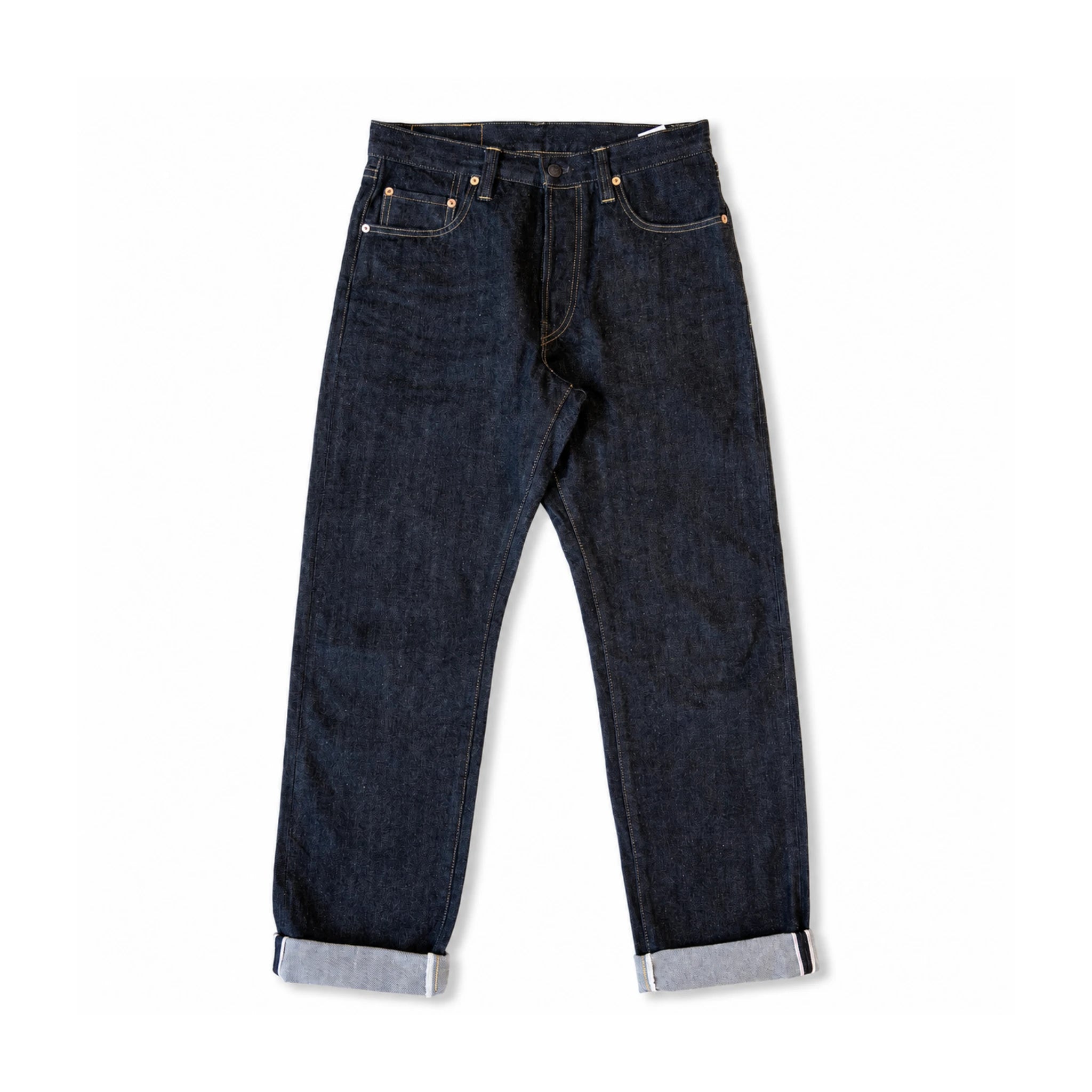 Jean slim droit bleu clair 14 oz à lisière indigo délavée