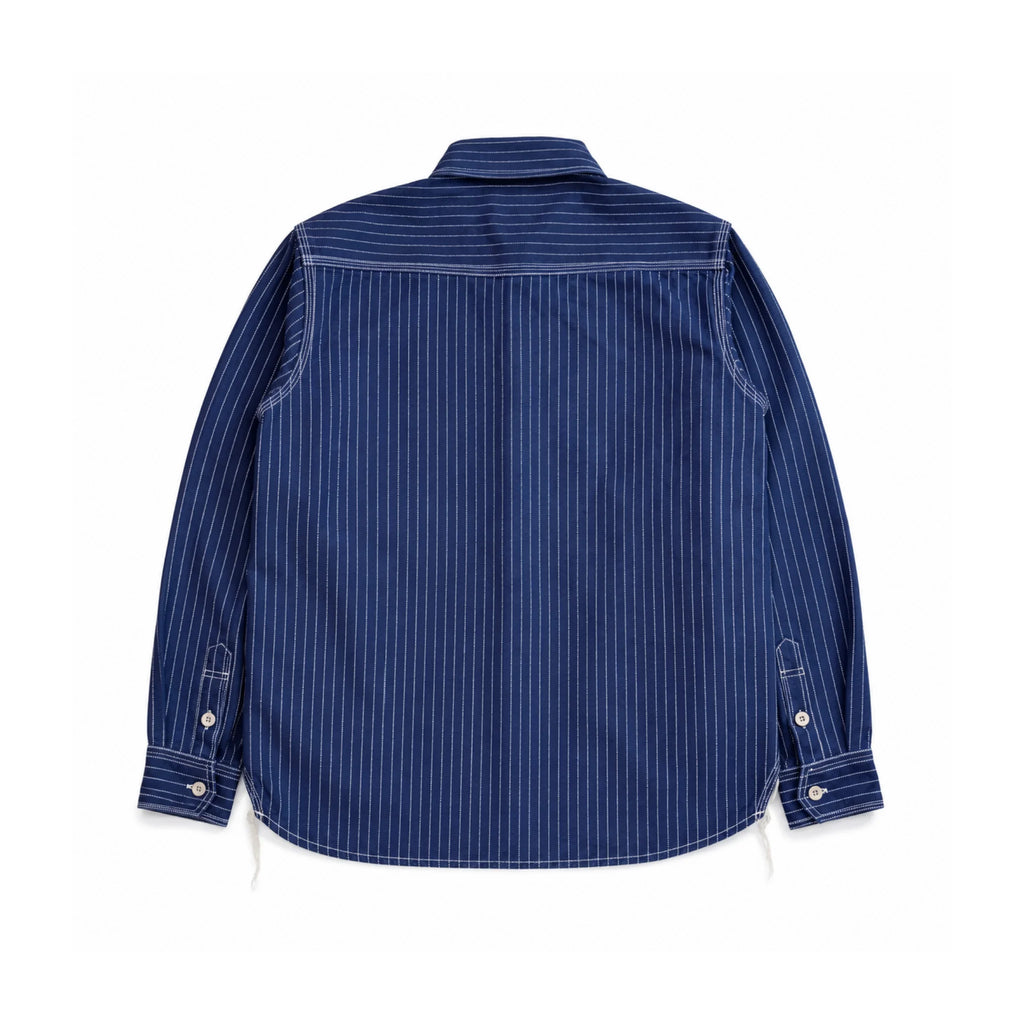 12oz Indigo Canvas Work Shirt with Discharge Dot Print