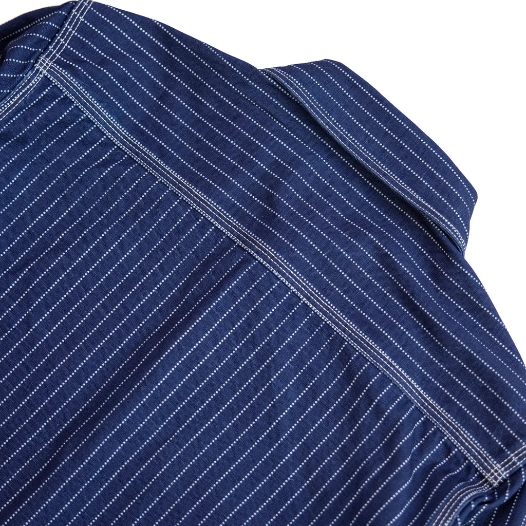 12oz Indigo Canvas Work Shirt with Discharge Dot Print