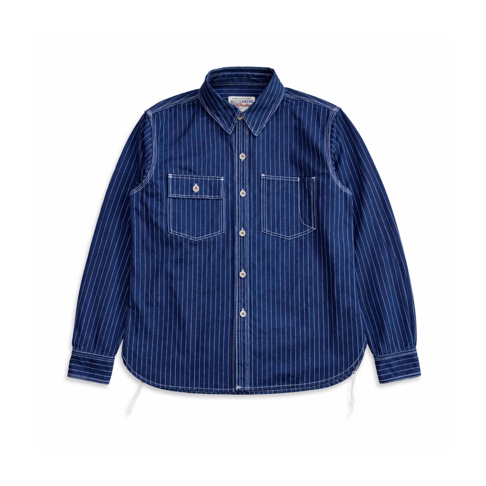 12oz Indigo Canvas Work Shirt with Discharge Dot Print