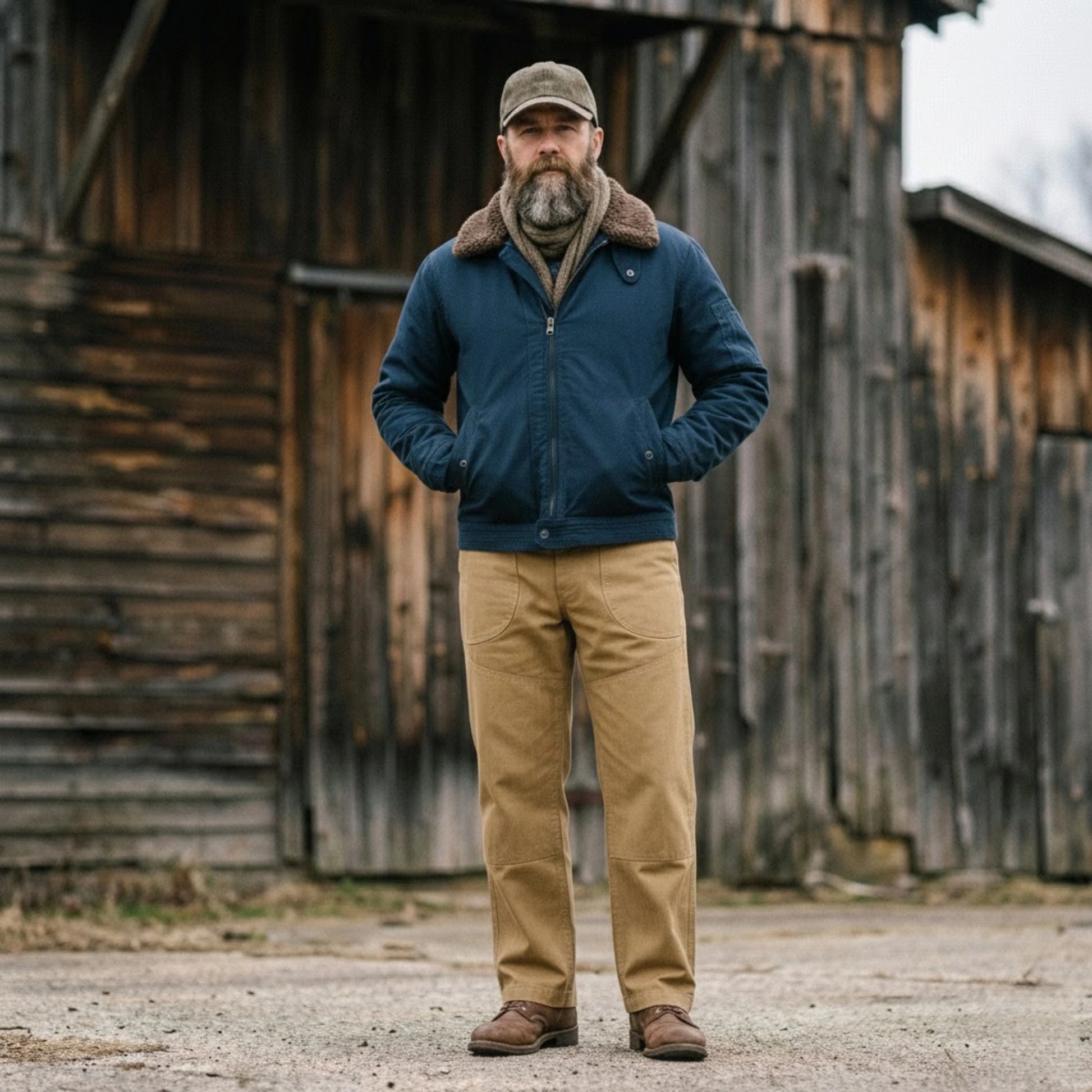 Jungle Cloth Flight Jacket with Shearling Collar