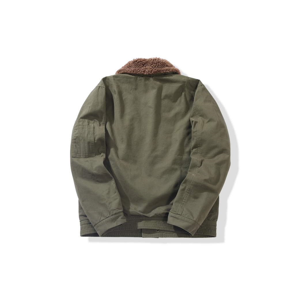 Jungle Cloth Flight Jacket with Shearling Collar