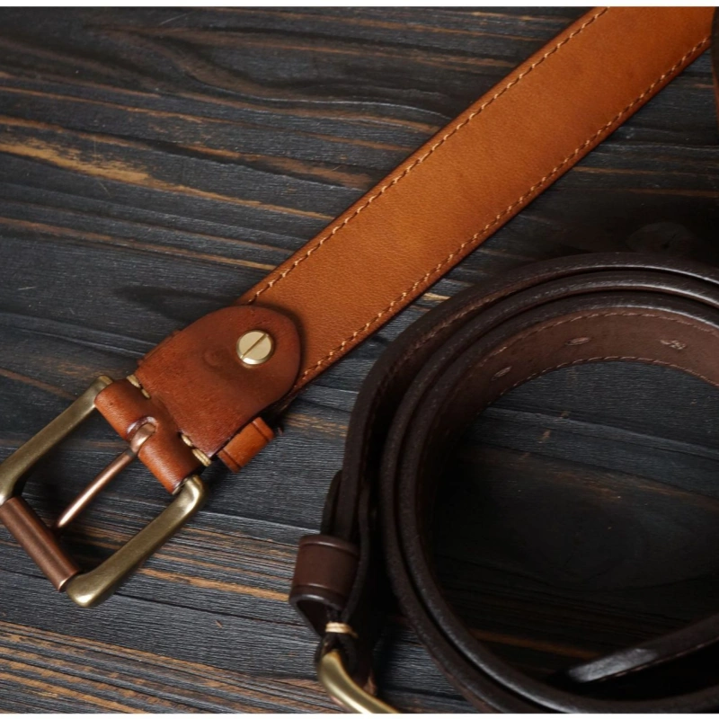 15oz Full-Grain Leather Belt with Laser-Engraved Pattern & Rectangle Buckle