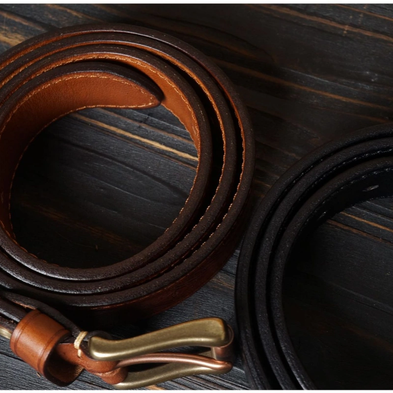 15oz Full-Grain Leather Belt with Laser-Engraved Pattern & Rectangle Buckle