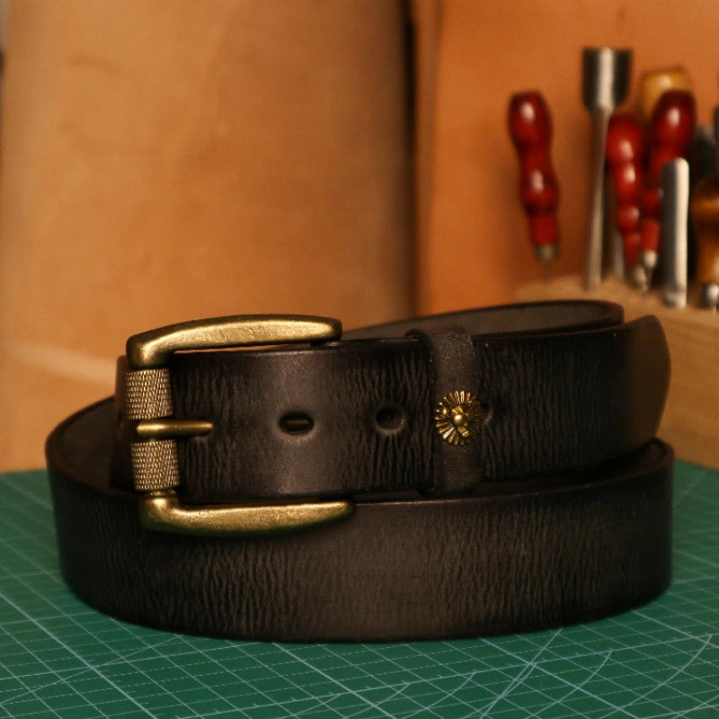 10oz Roller Buckle Full-Grain Leather Belt