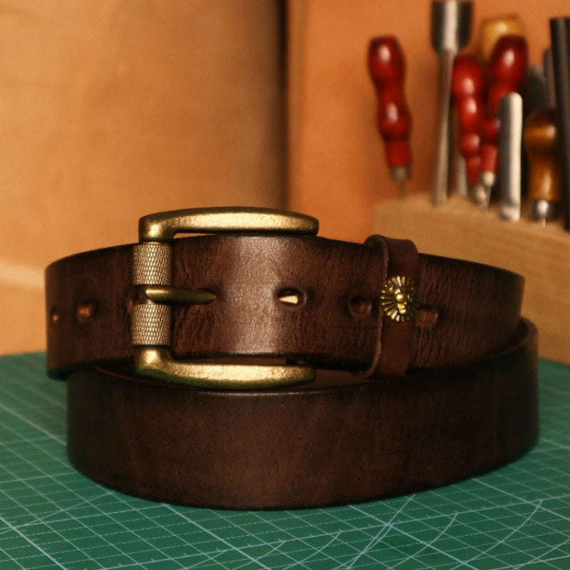 10oz Roller Buckle Full-Grain Leather Belt