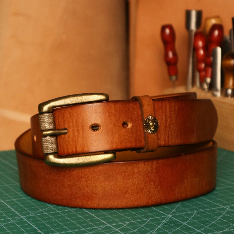 10oz Roller Buckle Full-Grain Leather Belt