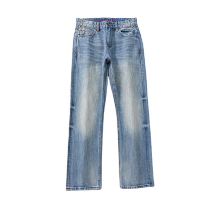 13oz Rainbow Core Light Blue Washed Selvedge Relaxed Straight Jeans