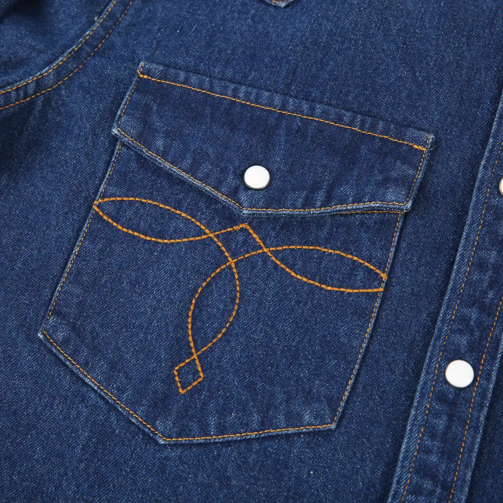 Men's Heritage Western Denim Shirt With Pocket Stitching