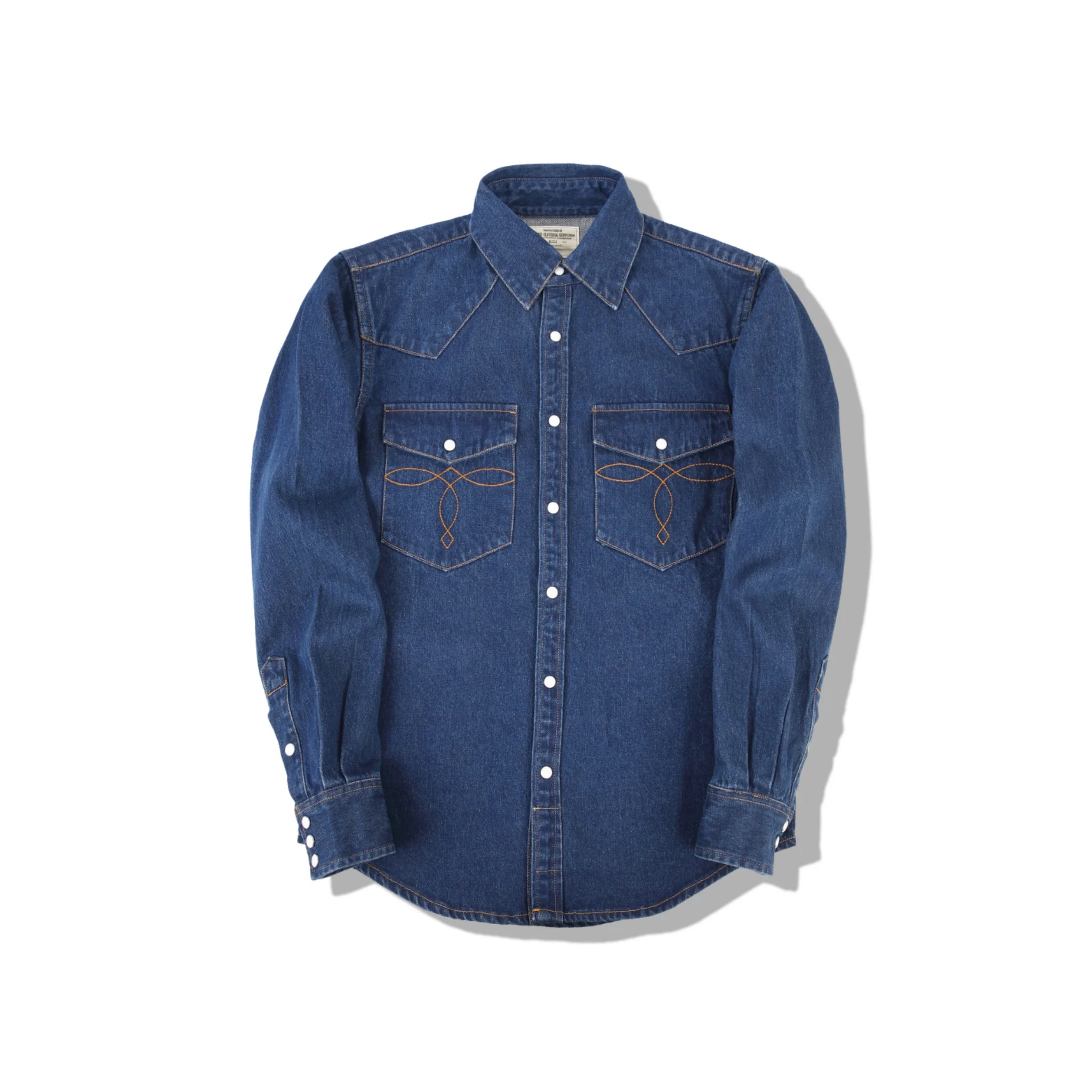 Blue denim shirt on a white background