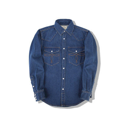 Men's Heritage Western Denim Shirt With Pocket Stitching