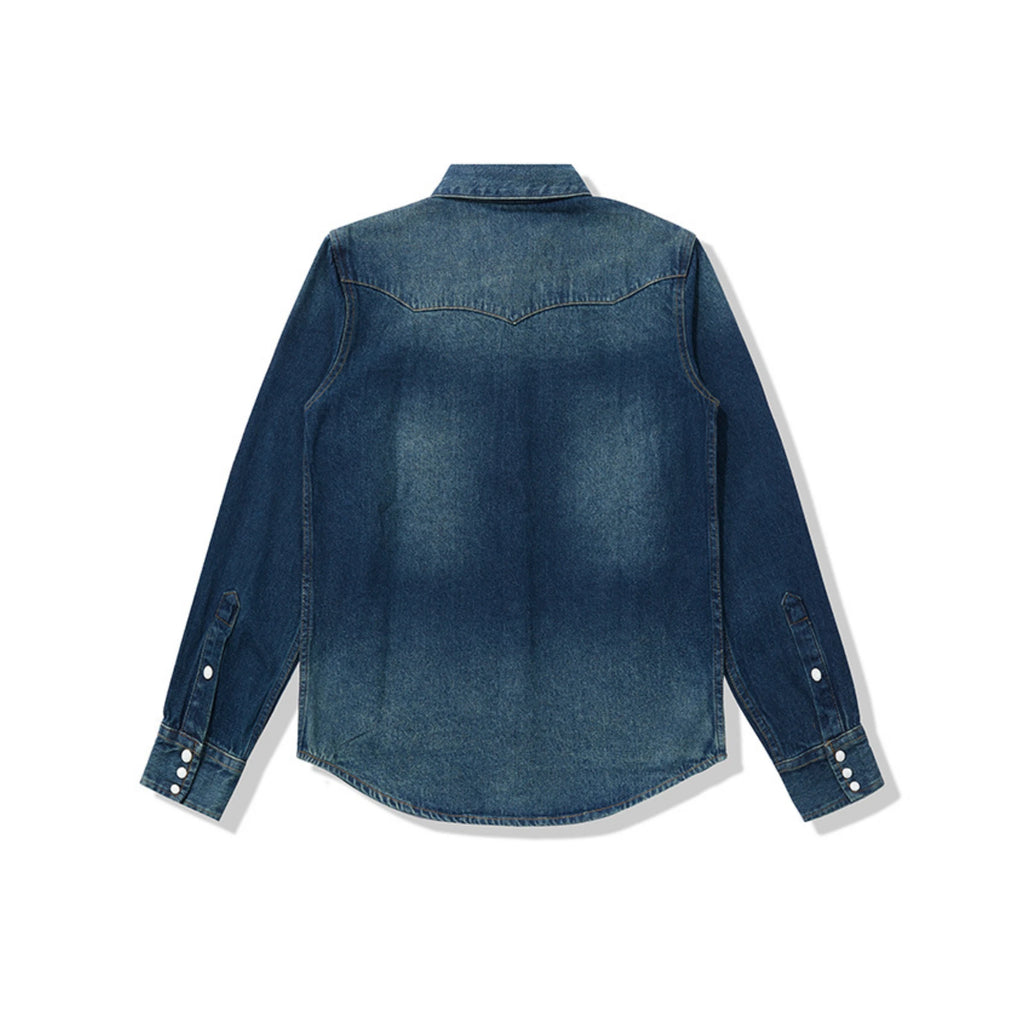 Men's Heritage Western Denim Shirt With Pocket Stitching