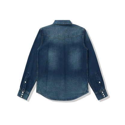 Men's Heritage Western Denim Shirt With Pocket Stitching