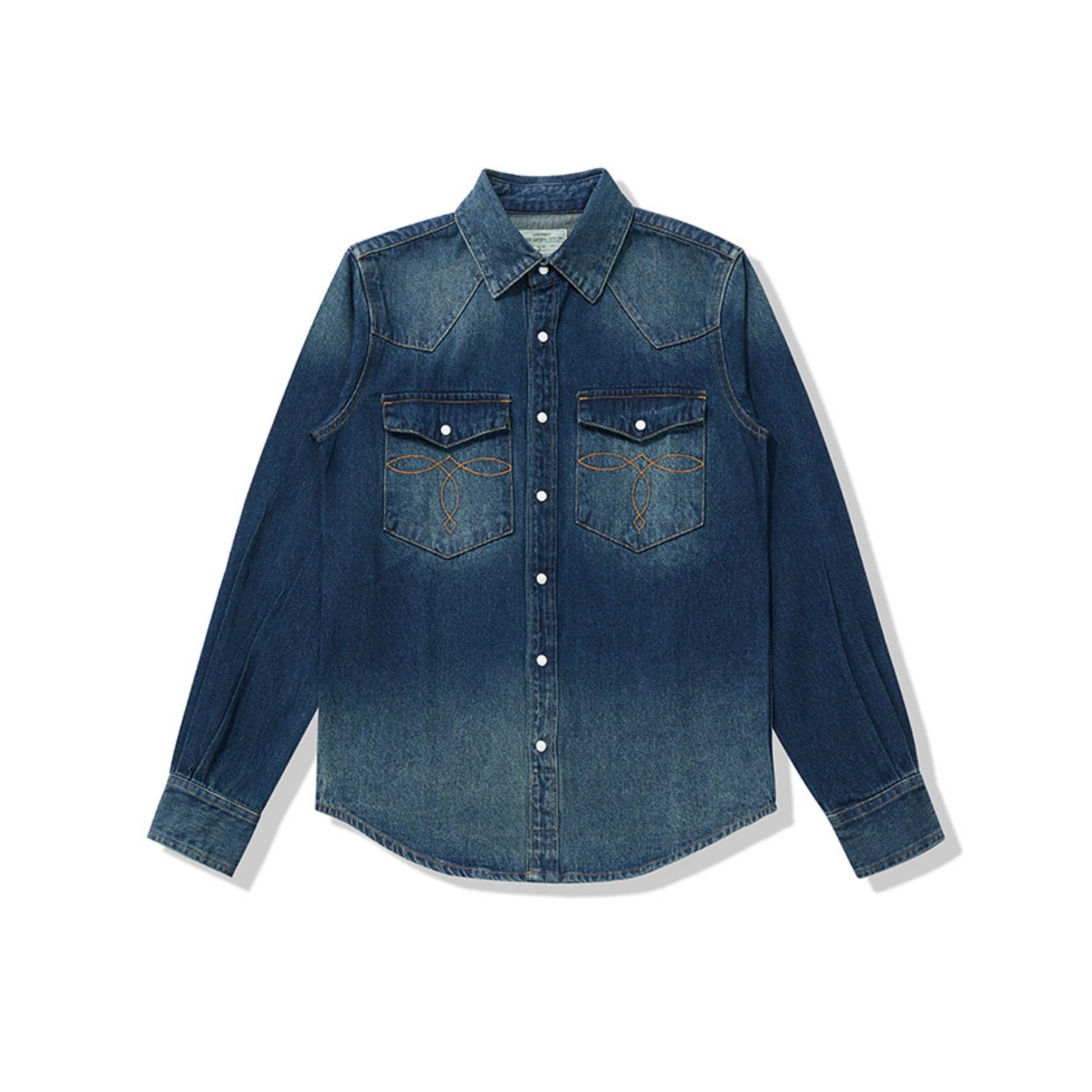 Men's Heritage Western Denim Shirt With Pocket Stitching