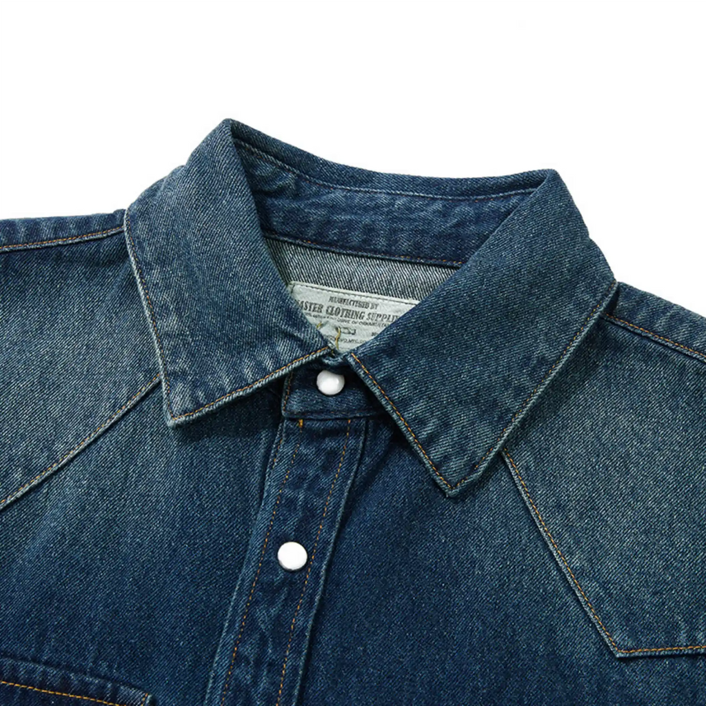 Men's Heritage Western Denim Shirt With Pocket Stitching