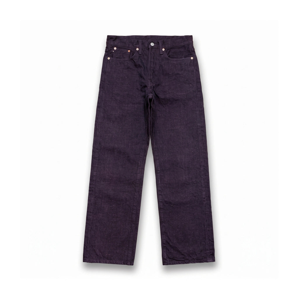Jean slim droit bleu clair 14 oz à lisière indigo délavée