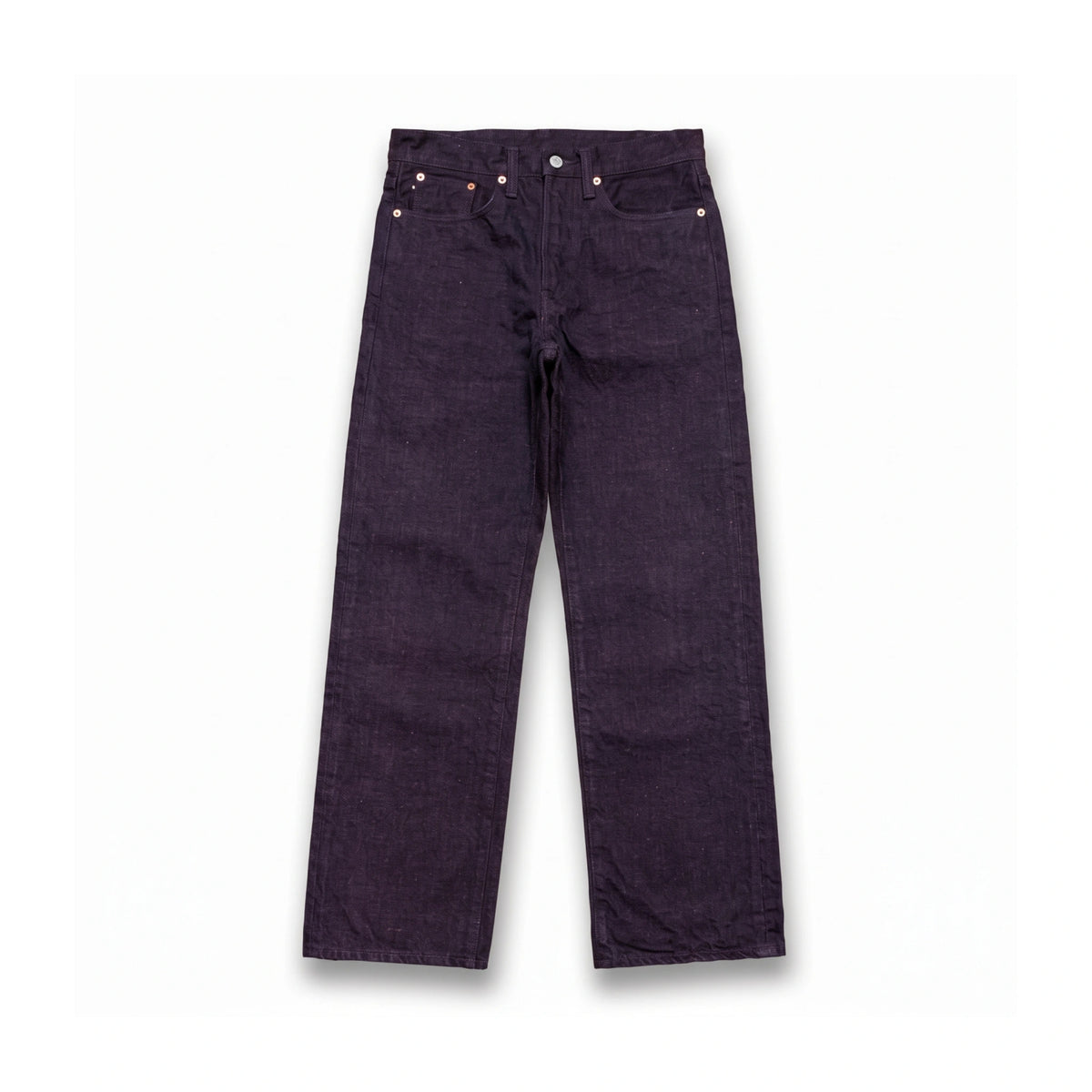 Jean slim droit bleu clair 14 oz à lisière indigo délavée