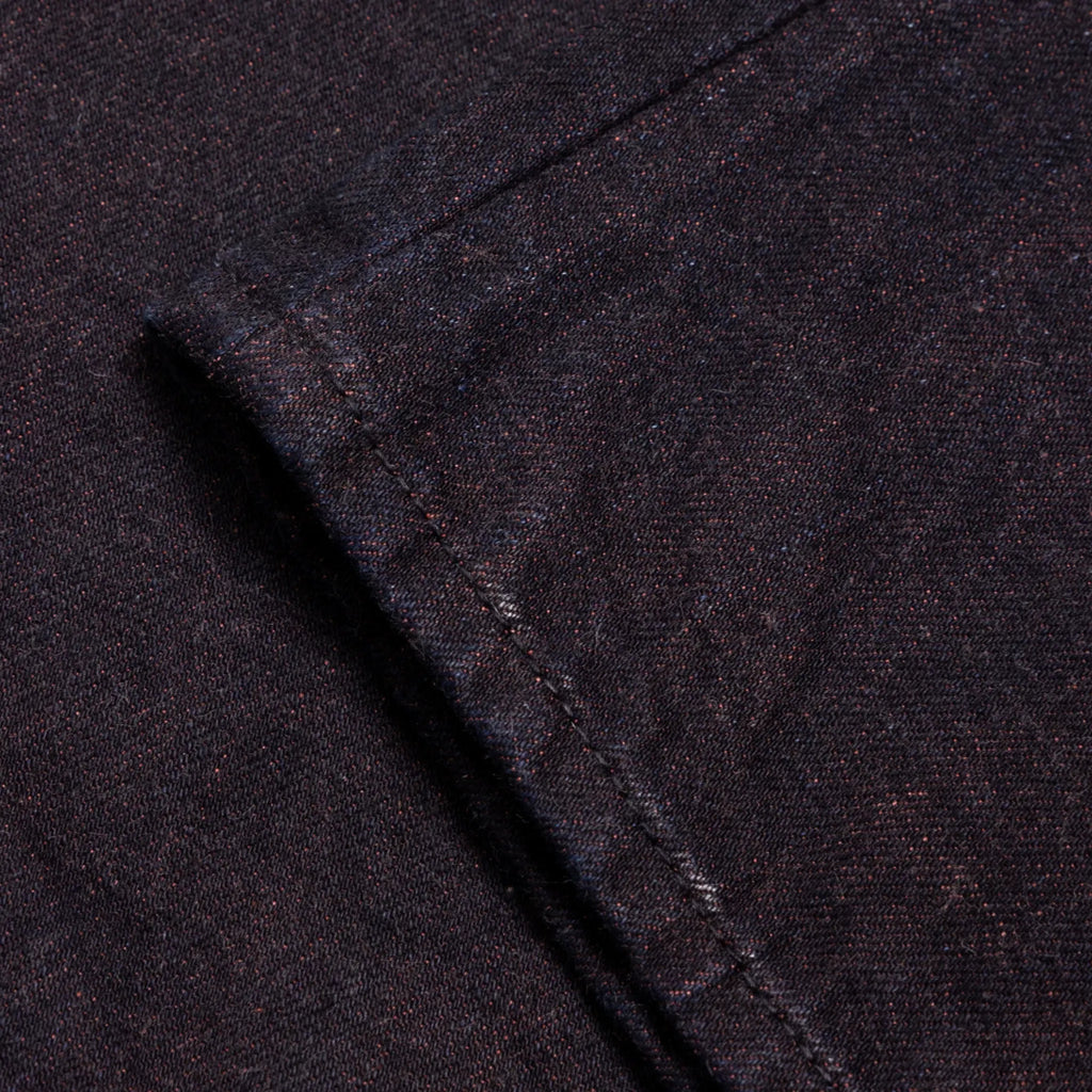 Jean slim droit bleu clair 14 oz à lisière indigo délavée