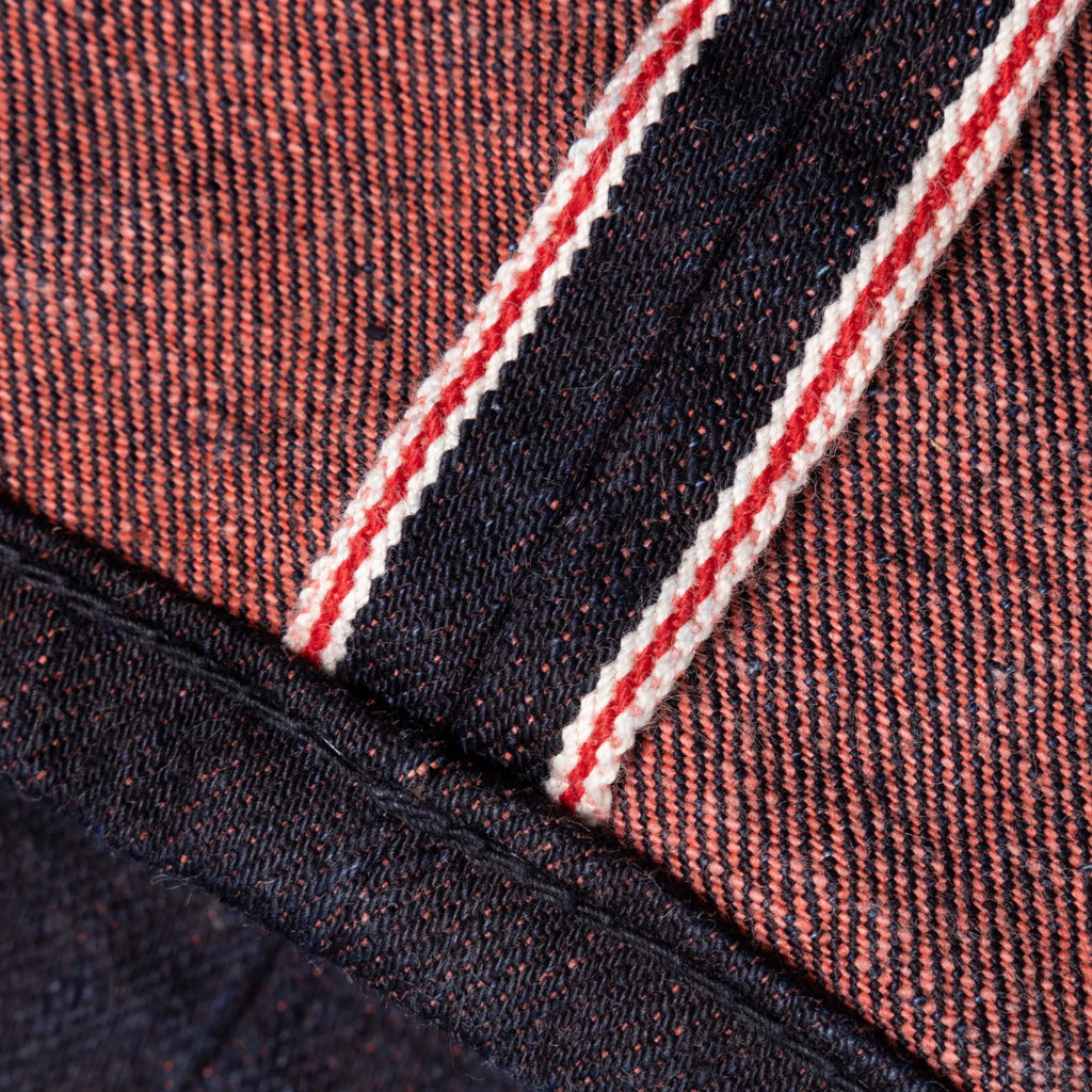 Jean slim droit bleu clair 14 oz à lisière indigo délavée