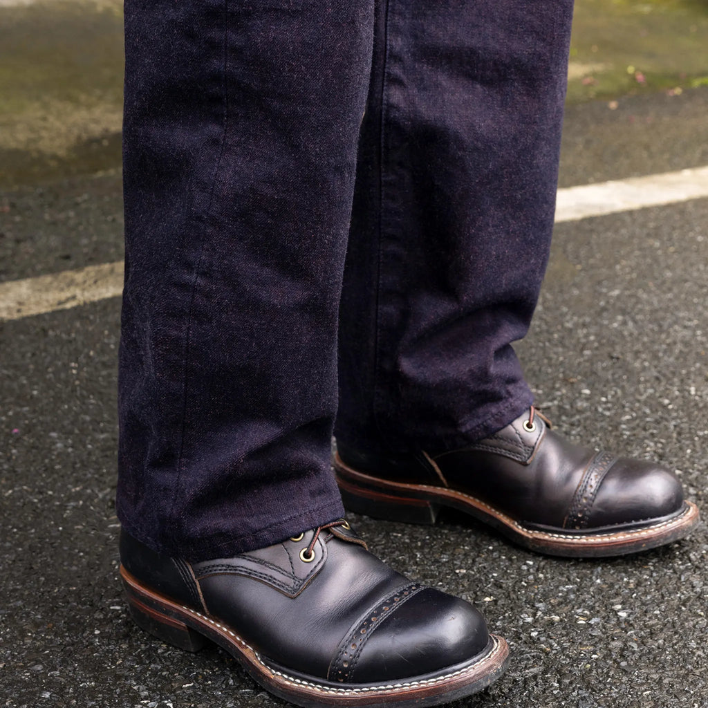 Jean slim droit bleu clair 14 oz à lisière indigo délavée