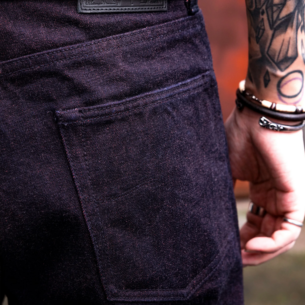 Jean slim droit bleu clair 14 oz à lisière indigo délavée