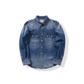 Blue denim shirt on a white background