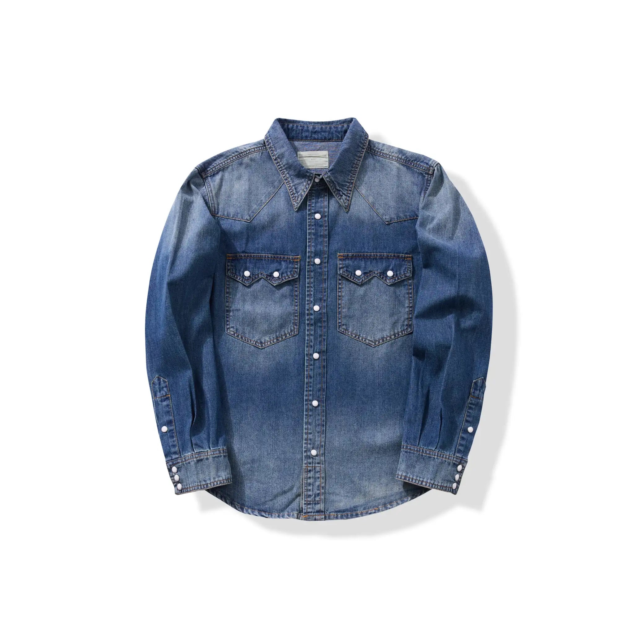 Blue denim shirt on a white background