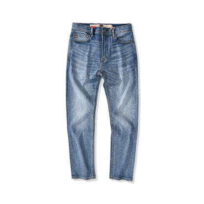 Vintage Blaue Slim Straight Fit Selvedge Jeans mit verblasster Waschung