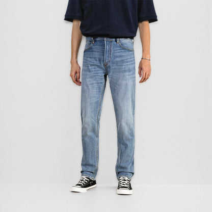 Vintage Blaue Slim Straight Fit Selvedge Jeans mit verblasster Waschung