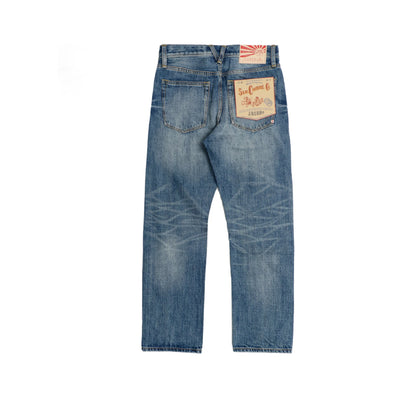 Medium Blue Selvedge Jeans Straight Fit For Men