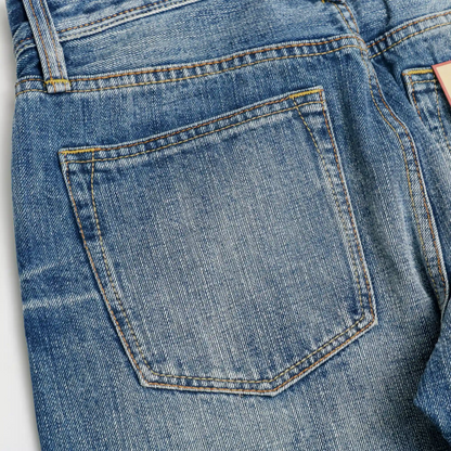 Medium Blue Selvedge Jeans Straight Fit For Men