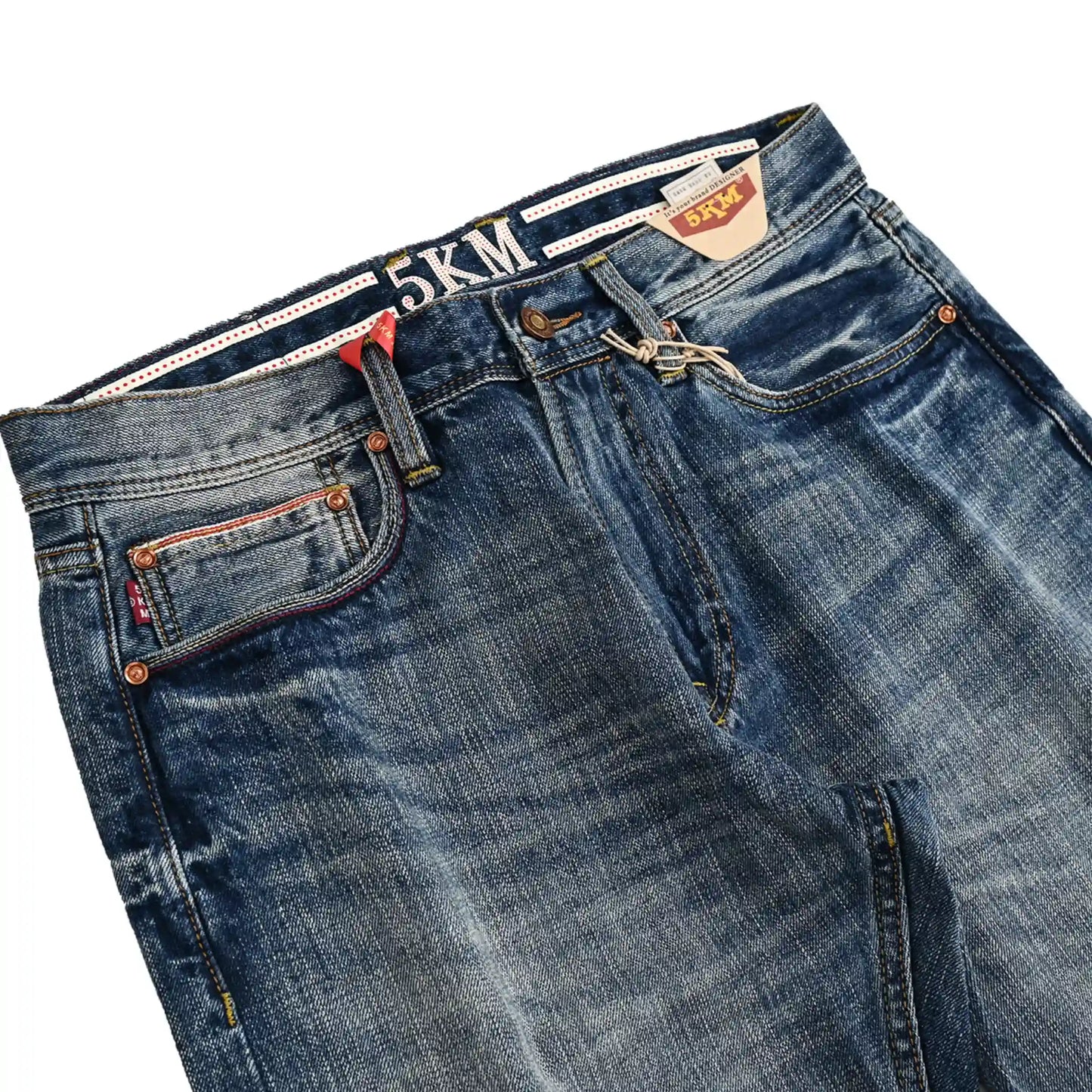 Medium Blue Selvedge Jeans Straight Fit For Men
