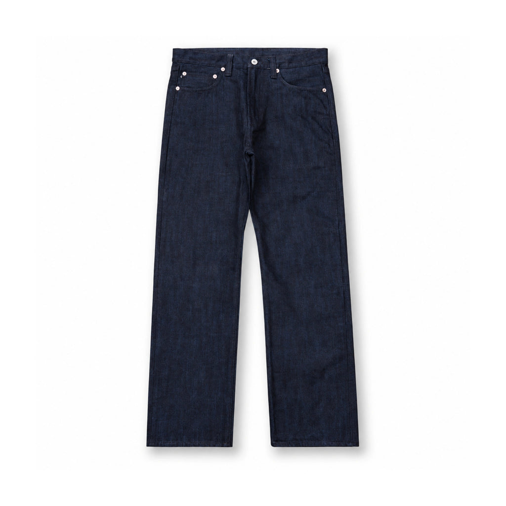 Jean slim droit bleu clair 14 oz à lisière indigo délavée