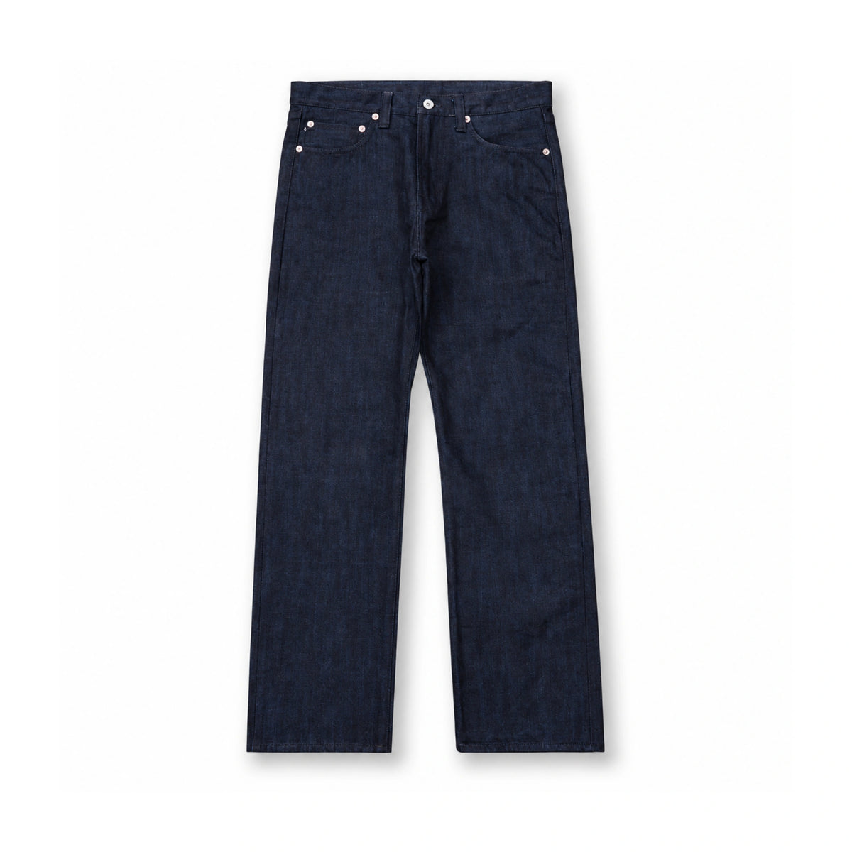 Jean slim droit bleu clair 14 oz à lisière indigo délavée