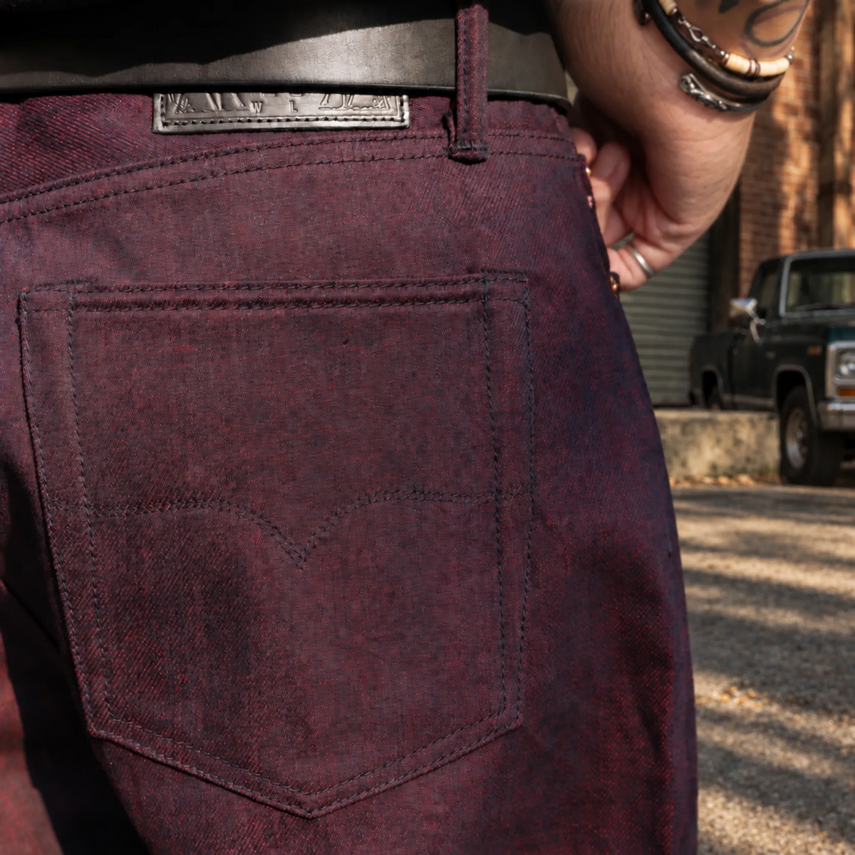 Vintage Blaue Slim Straight Fit Selvedge Jeans mit verblasster Waschung