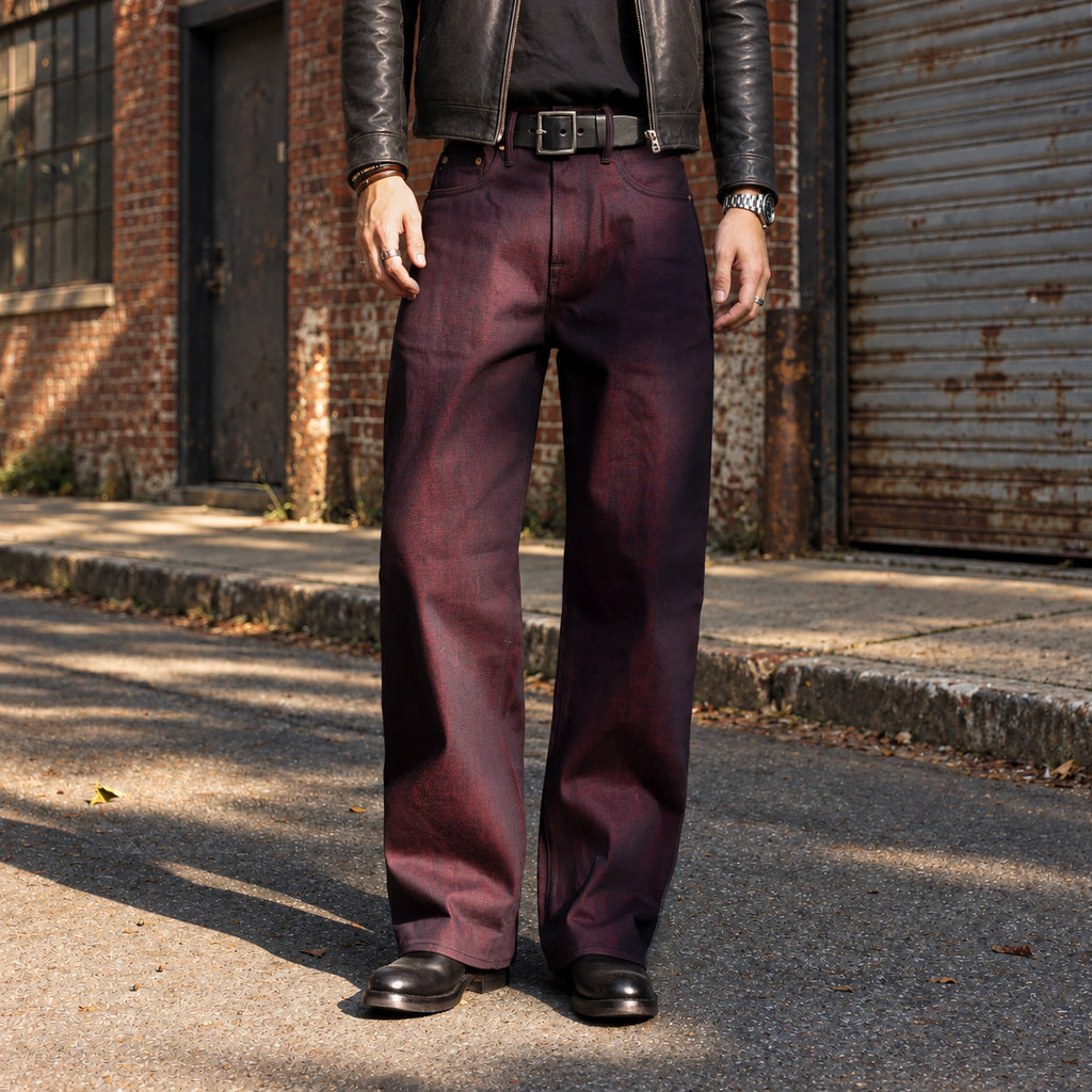 Vintage Blaue Slim Straight Fit Selvedge Jeans mit verblasster Waschung