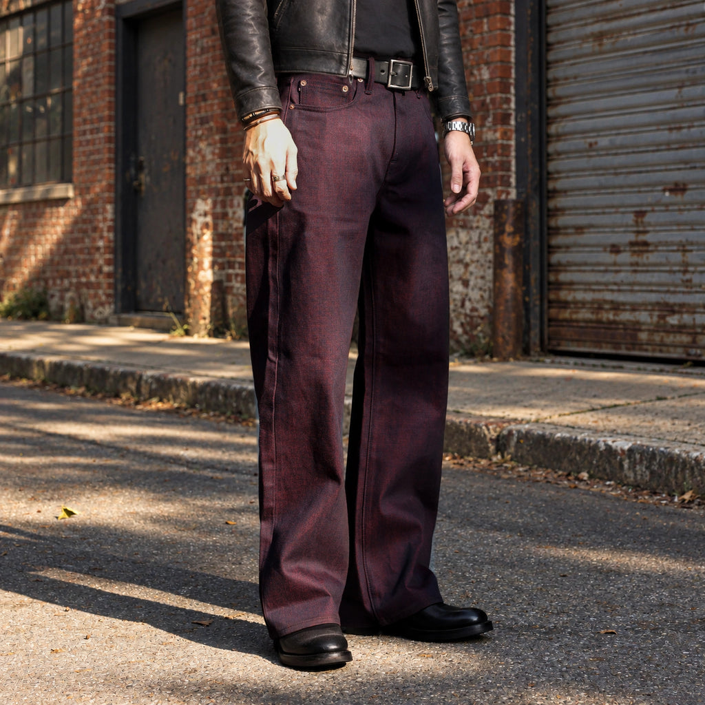 Vintage Blaue Slim Straight Fit Selvedge Jeans mit verblasster Waschung