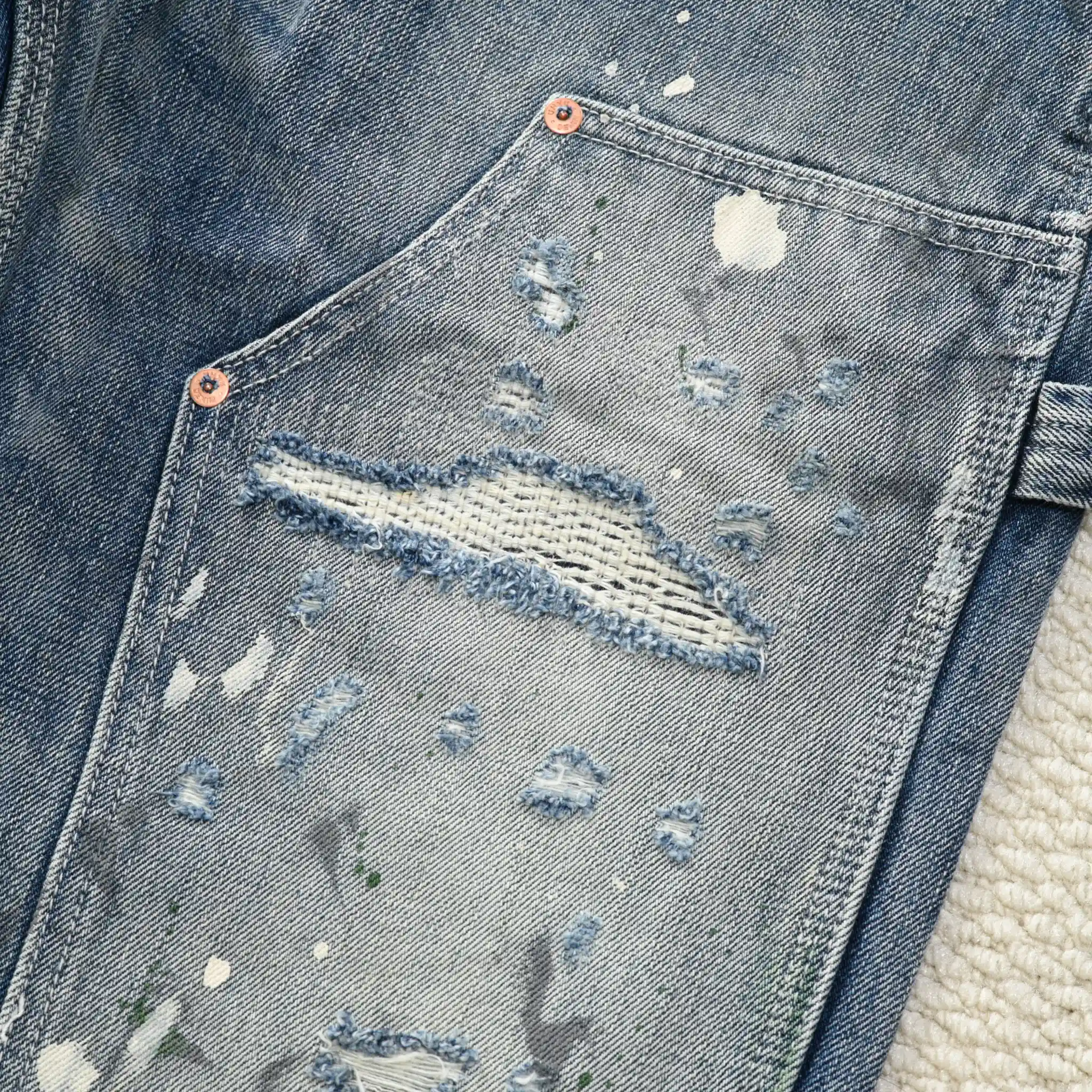 14oz Vintage Workwear Distressed Jeans Straight Fit