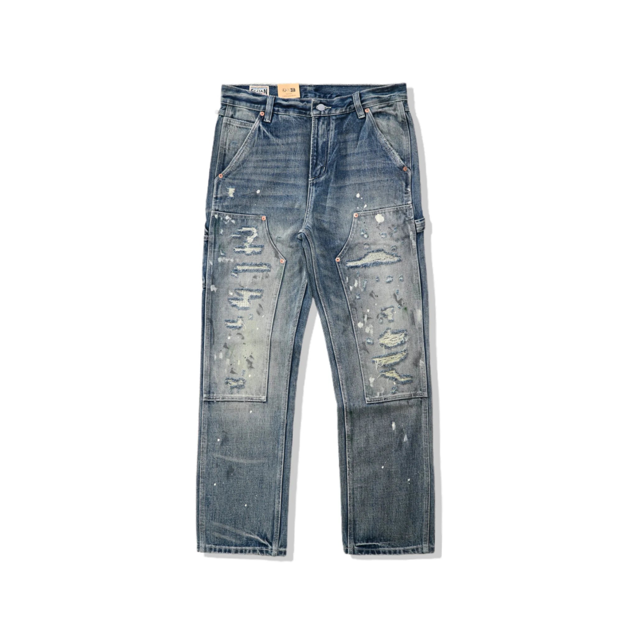 14oz Vintage Workwear Distressed Jeans Straight Fit