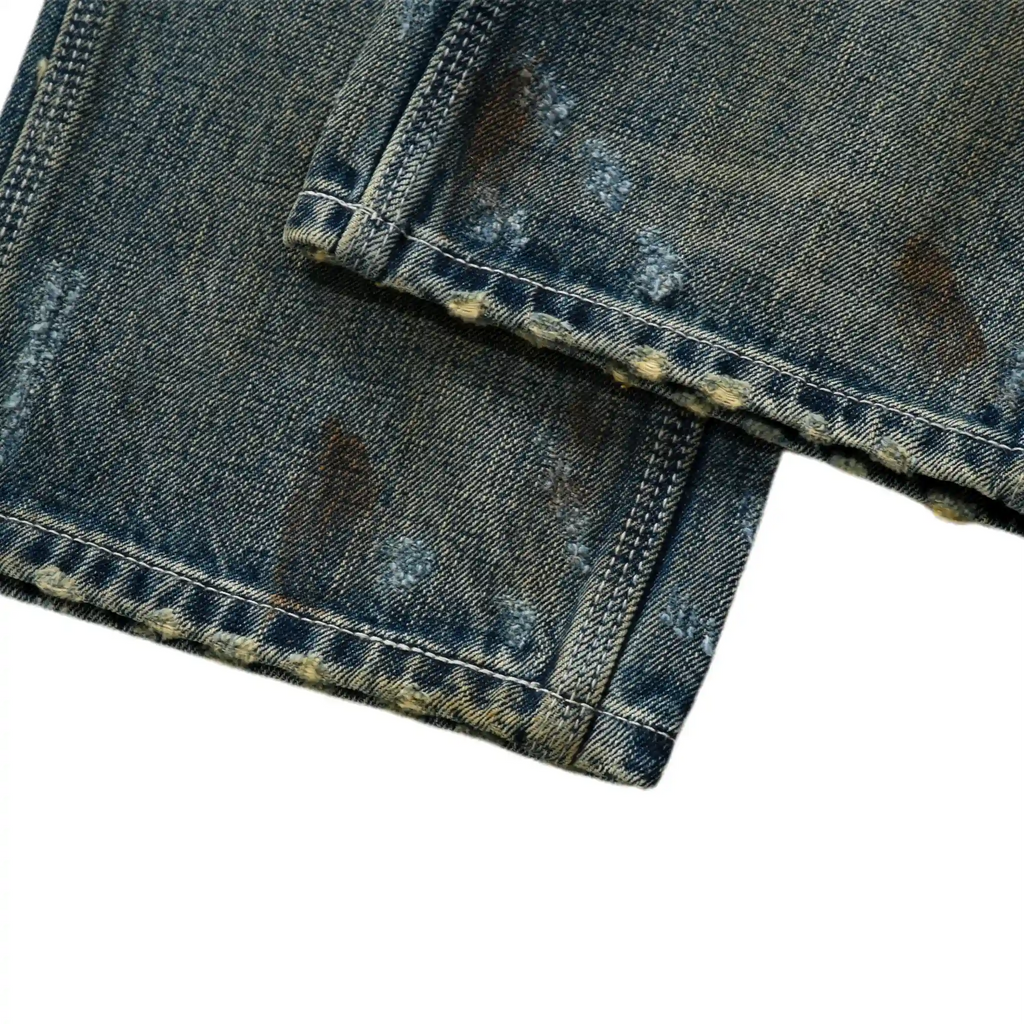 Jean de travail vintage délavé 14 oz, coupe droite