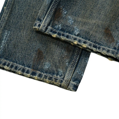 14oz Vintage Workwear Distressed Jeans Straight Fit